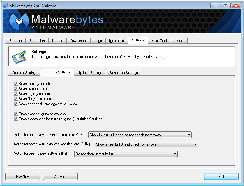 Malwarebytes screenshot 2
