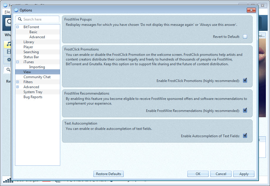 FrostWire screenshot 2