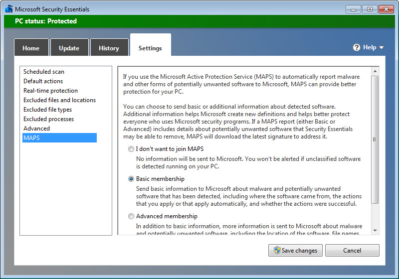 Microsoft Security Essentials screenshot 2