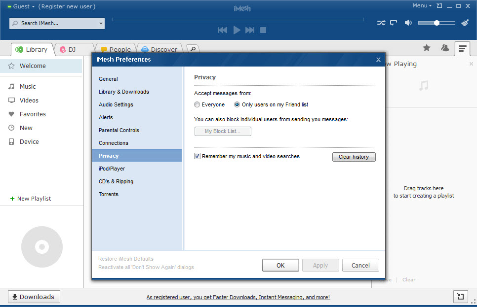 iMesh screenshot 1