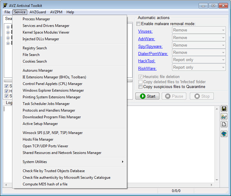 AVZ Antiviral Toolkit screenshot 2