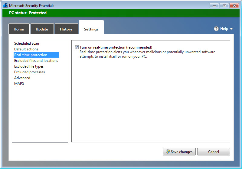 Microsoft Security Essentials screenshot 4