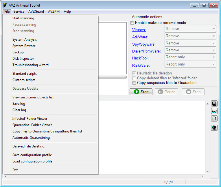 AVZ Antiviral Toolkit screenshot 1