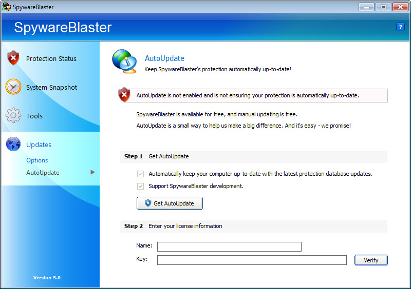 SpywareBlaster screenshot 1