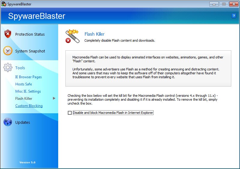 SpywareBlaster screenshot 2