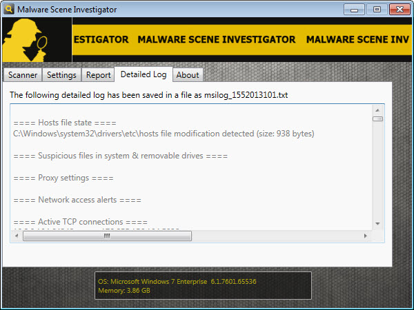 Malware Scene Investigator screenshot 2