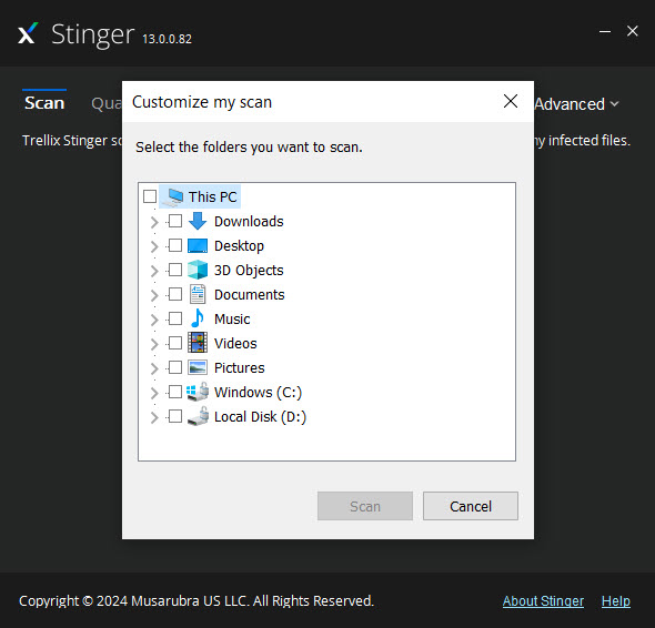 Trellix Stinger screenshot 2