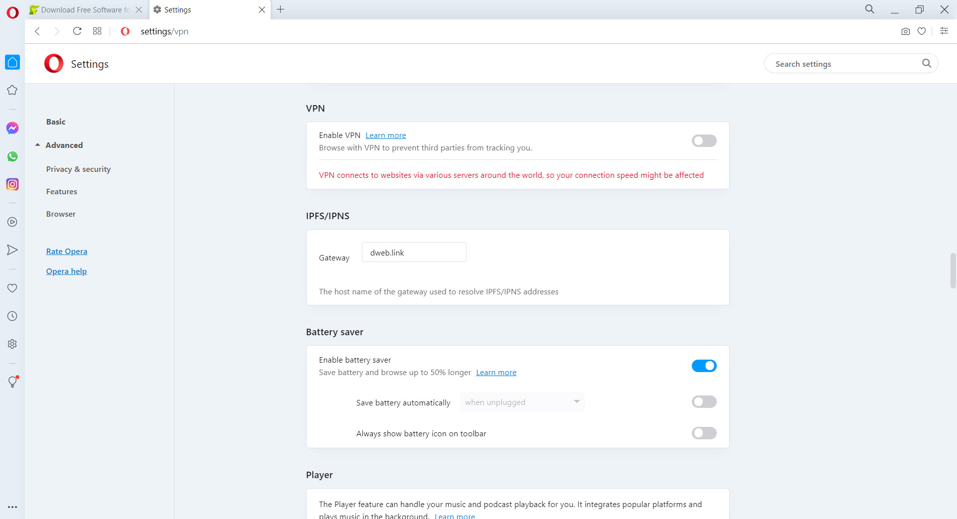 Opera screenshot 4